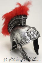 Silver Roman Helmet w/Red Feather Trim