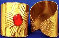 Gold Cuffs with Red Stone