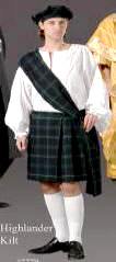 Highlander Kilt Costume Scottish Kilt Costume