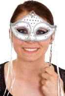 Silver Sequin Mask with Handle