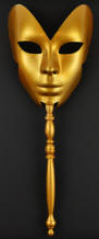 Gold 8" Designer Mask on Plastic Dowel
