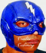 Blue Thunderbolt Super Hero Latex Mask