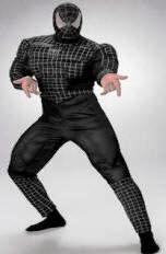 Black Suited Muscle Spiderman Costume
