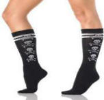 Black & White Knee Sox with Pirate Skull