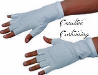 White Fingerless Stretch Glove 8"