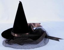 Burlesque Hat. Witch Hat with Veil Hand Crafted