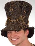 Snakeskin Tall Hat w/Gold Chain