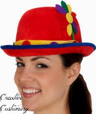 Red Velvet Clown Hat w/Flower