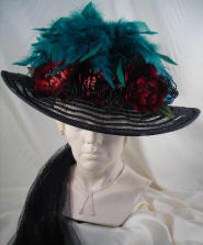 Victorian Black Mesh Spiral Straw Hat