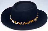 Gambler Hat w/Leopard Underbrim &  Band - Crushable Wool Felt