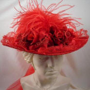 Plumed Fedora Red Feathered Hat - Trove Costumes