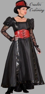 Ready to Ship Steampunk Victorian Corset With Black Bustle Skirt, 2pc.  Goth, Dress, Cosplay, Corset With Metal Clasps 
